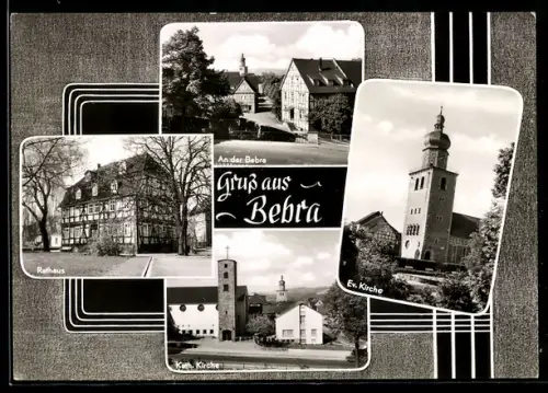 AK Bebra, Evangelische und katholische Kirche, Partie am Rathaus