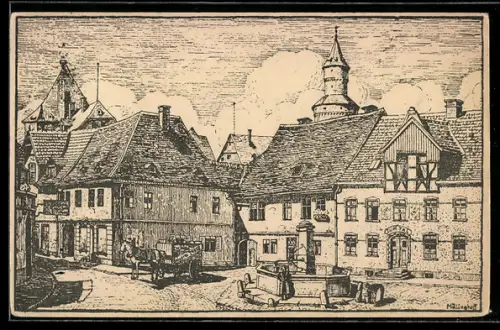 Künstler-AK Idstein, Marktplatz
