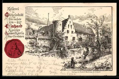 Künstler-AK Michelstadt, die Kellerei, das Siegel