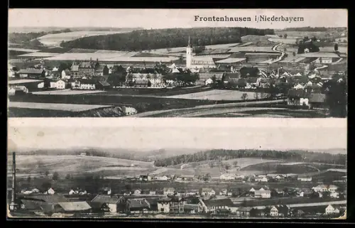 AK Frontenhausen i. Niederbayern, Teilansicht mit Kirche, Panorama