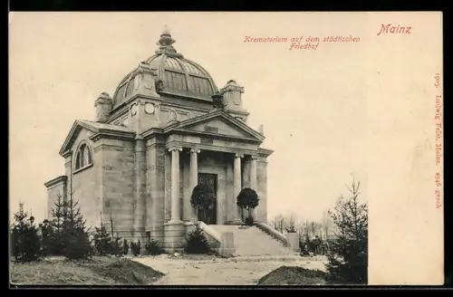 AK Mainz, Krematorium auf dem städtischen Friedhof