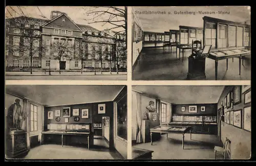 AK Mainz, Stadtbibliothek und Gutenberg-Museum