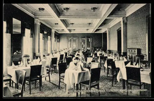 AK Mainz, Hotel Rheinischer Hof u Carlton Restaurant