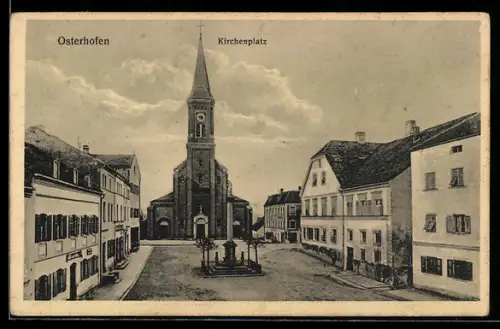 AK Osterhofen, Kirchenplatz mit Kirche