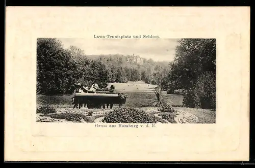 AK Homburg v. d. H., Lawn-Tennisplatz und Schloss