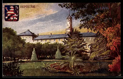 Künstler-AK Homburg, Schloss mit Bergfried