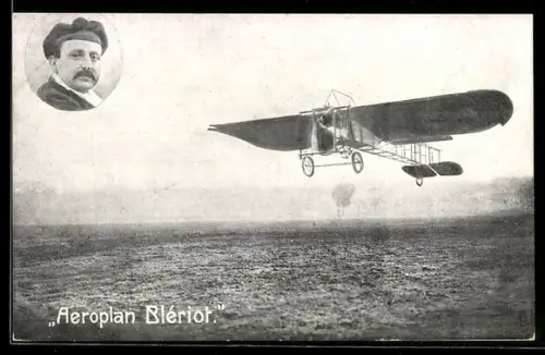 AK Flugzeug, Aeroplan Bleriot, Fliegerportrait
