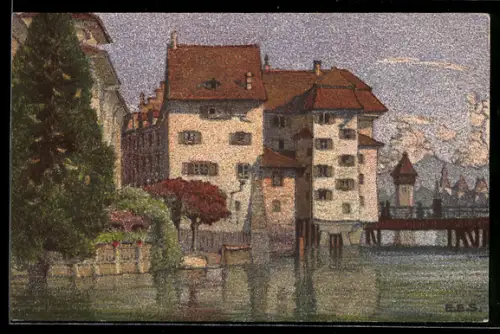 Künstler-AK Luzern, Partie an der Reuss