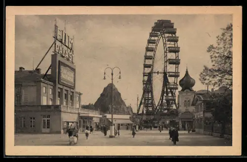 AK Wien, Wiener Prater, Riesenrad u. Hochschaubahn, Filmpalast