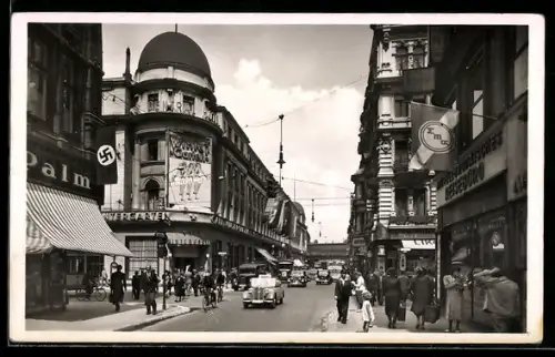 AK Berlin, Friedrichstrasse, Strassenansicht mit Wintergarten, 