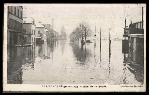 AK Paris, Quai de la Rapée inondé (Janvier 1910)