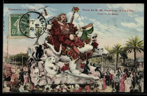 AK Nice, Fetes du Carnaval, Char de Sa Majesté Carnaval XXXVIII.