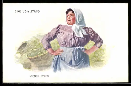 Künstler-AK Brüder Kohn (B.K.W.I) Nr. 917-17: Wien, Typen, Verkäuferin vor ihrm Stand