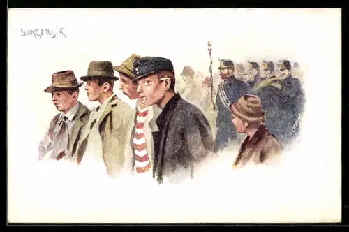 AK Wien, junge Männer, Burgmusik, Soldaten