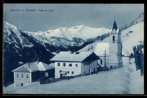 AK Inverno, an der eingeschneiten Kirche