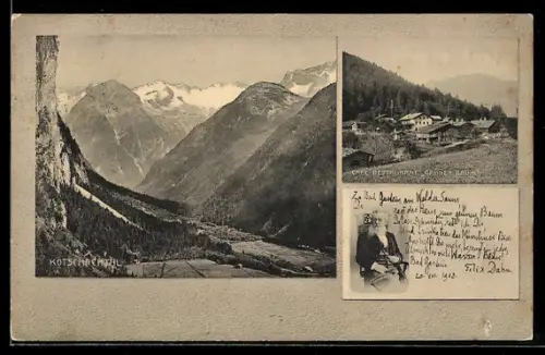 AK Badgastein, Kötschertal, Cafe-Restaurant Grüner Baum, Porträt von Felix Dahn