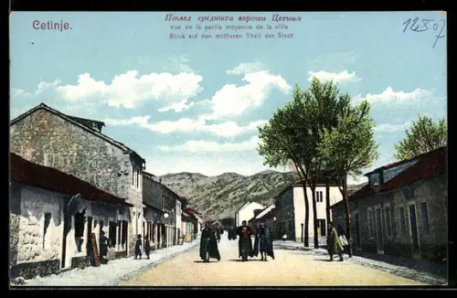 AK Cetinje, Blick auf den mittleren Teil der Stadt