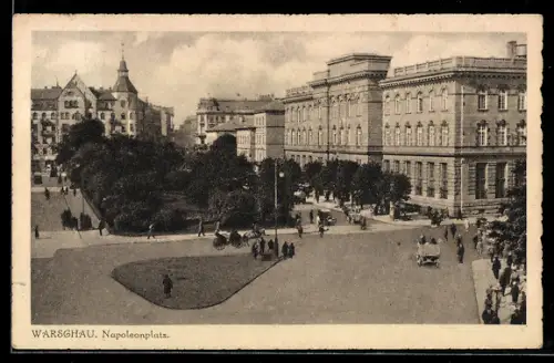 AK Warschau-Warszawa, Plac Napoleona, Napoleonplatz, Pferdekutsche