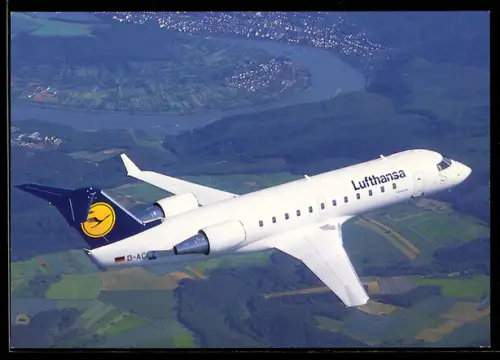 AK Canadair Jet CL-600 der Lufthansa im Landeanflug