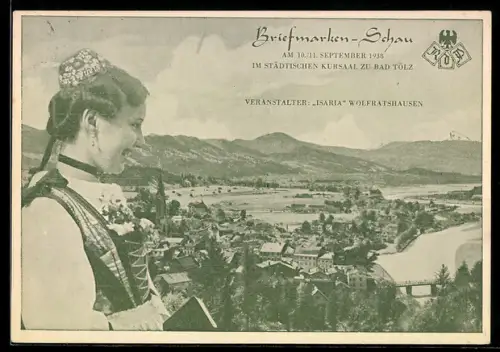 AK Bad Tölz, Briefmarken-Schau 1938, Städtischer Kursaal, Veranstalter Isaria