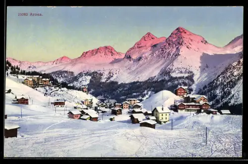 AK Arosa, Winterlandschaft mit verschneiten Häusern und Bergen