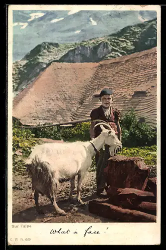 AK Junge mit einer Ziege auf der Alp