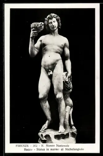 AK Firenze, Museo Nazionale, Bacco, Statua in marmo di Michelangelo