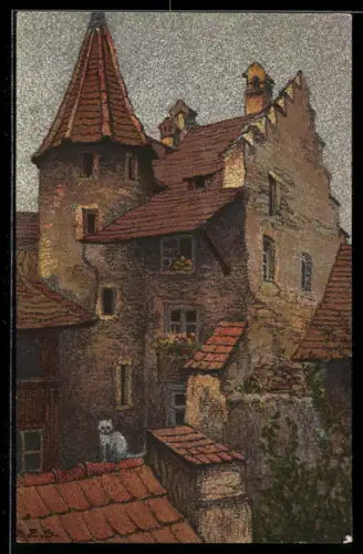 Künstler-AK Ernst E.Schlatter: Luzern, Hofinners an der Rössligasse