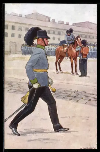 Künstler-AK Ludwig Koch: Österreichisches Militär, Kasernenhof