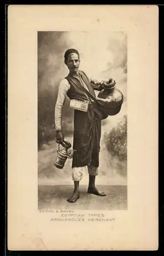 AK Egyptian Types, Arguissouz Merchant, Verkäufer von Erfrischungsgetränken