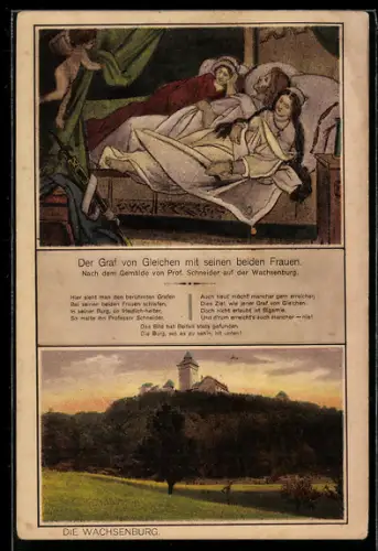 AK Holzhausen, die Wachsenburg, Graf von Gleichen m. seinen 2 Frauen