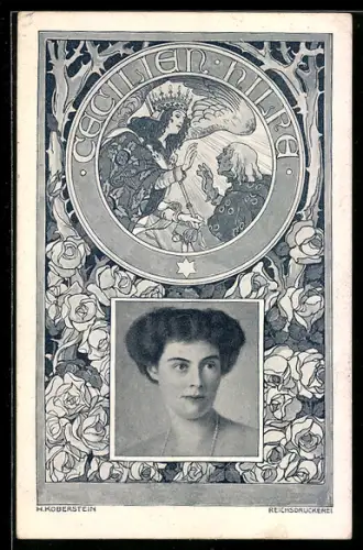 AK Portrait Kronprinzessin Cecilie, Engel, Jugendstil