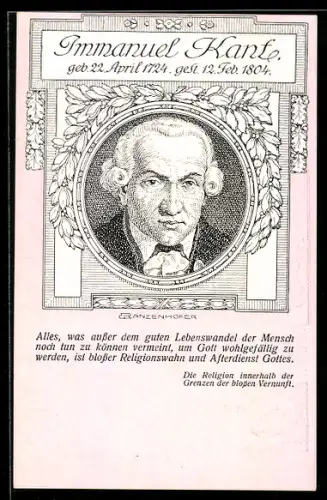 Künstler-AK Immanuel Kant, Alles, was ausser dem guten Lebenswandel der Mensch noch zu tun können vermeint...
