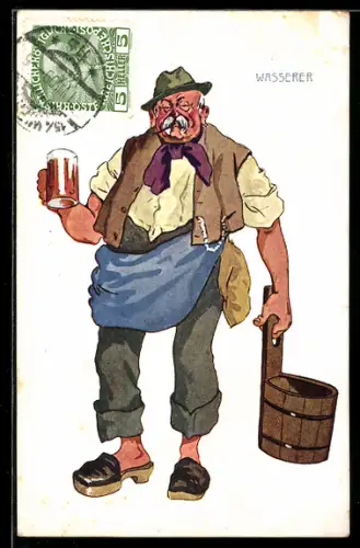 Künstler-AK Brüder Kohn (B.K.W.I) Nr. 949-1: Wien, Wiener Typen, Wasserer