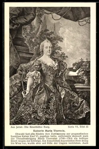 AK Kaiserin Maria Theresia von Österreich, in festlichem Gewand, mit Szepter