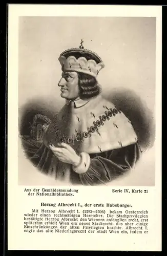 AK Porträt von Herzog Albrecht I., in festlichem Gewand, der erste Habsburger