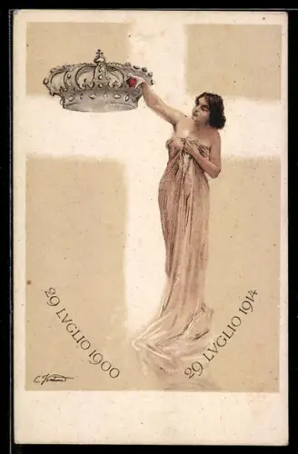 Künstler-Lithographie 29 Lvglio 1900, Italien, Krone