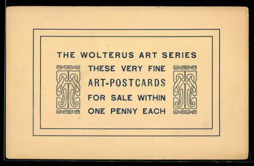 AK Reklame für Ansichtskarten der Wolterus Art Series für jeweils 1 Penny