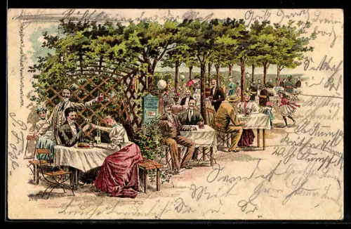 Lithographie Ansichtskartengeschichte Adolf a. Rosenblatt, Gastwirtschaft