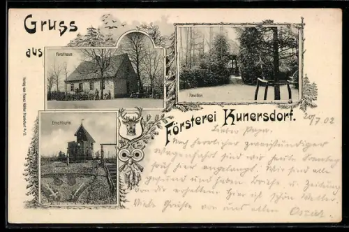 AK Kunersdorf, Ernstthurmm, Forsthaus, Pavillon