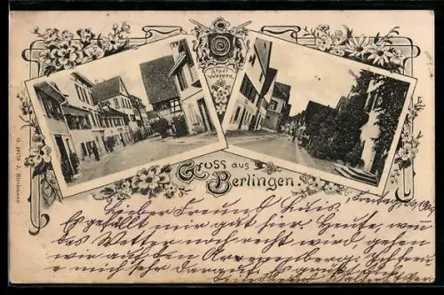 AK Berlingen, Strassenpartie, Stadtwappen