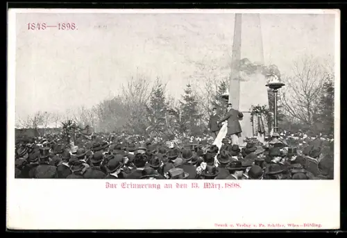 AK Wien, Erinnerung an den 13. März 1898, Menschenmenge am Denkmal