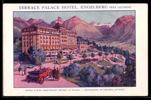 Künstler-AK Engelberg /Lucerne, Terrace Palace Hotel