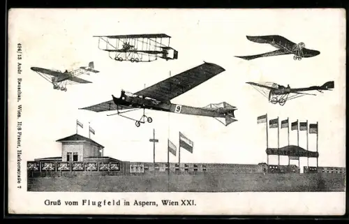 AK Wien-Aspern, Flieger über dem Flugfeld