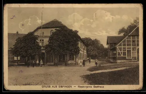 AK Bispingen, Strassenpartie an Riecksmanns Gasthaus