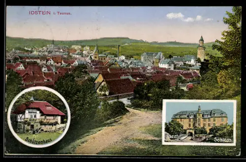 AK Idstein, Schützenhaus, Schloss und Totalansicht