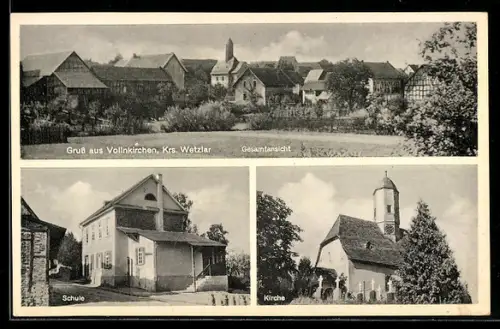 AK Vollnkirchen /Wetzlar, Gesamtansicht, Schule, Kirche