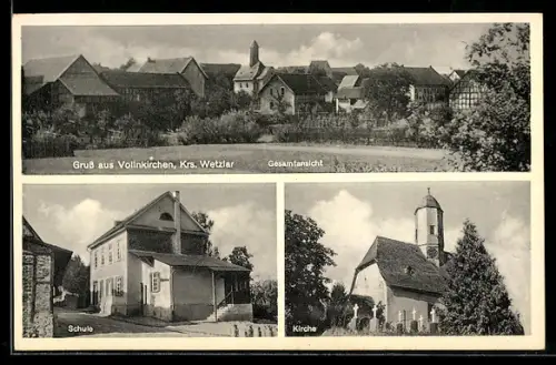 AK Vollnkirchen /Wetzlar, Gesamtansicht, Schule, Kirche