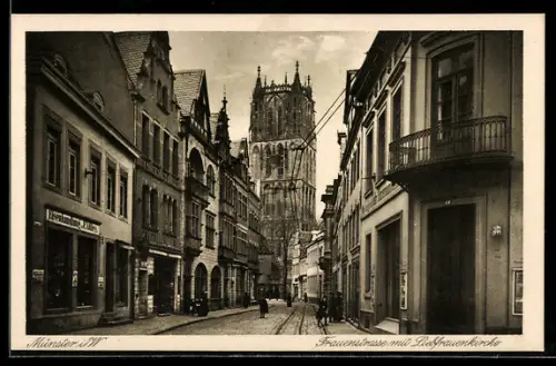 AK Münster, Frauenstrasse mit Liebfrauenkirche