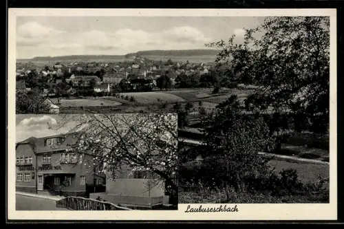 AK Laubuseschbach, Gasthaus Pension A. Heil, Ortsansicht